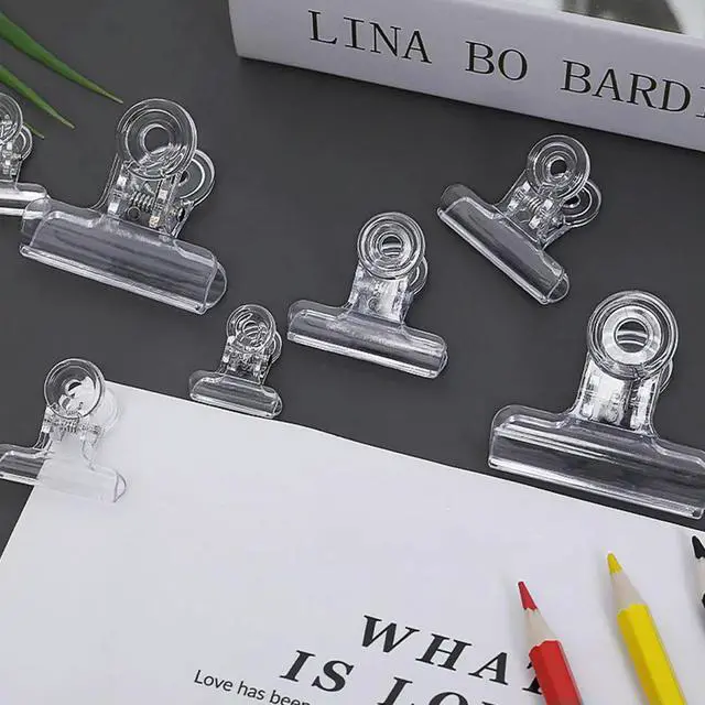 Alt view image 2 of 3 - 10Pcs Safe Polished Plastic Paper Clamps Binder Clips for Students Office School Supplies File Folder Card Fixing Transparent