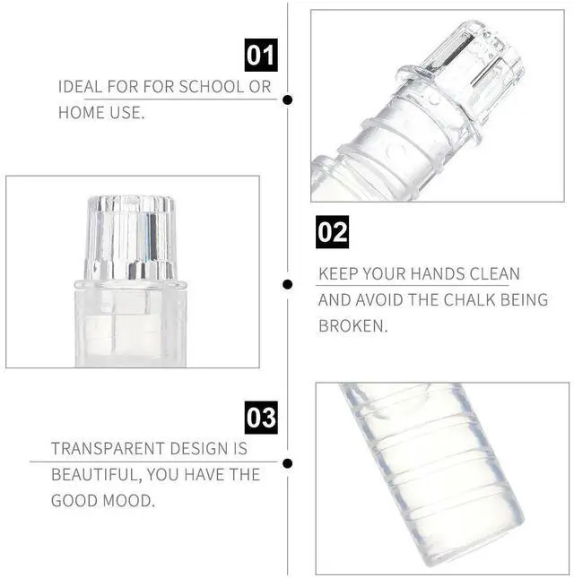 Main image of 10Pcs Transparent Plastic Chalk Holder Protective Chalk Clip Cover Keeps Hands Clean Prevents Breakage for Classroom Studio