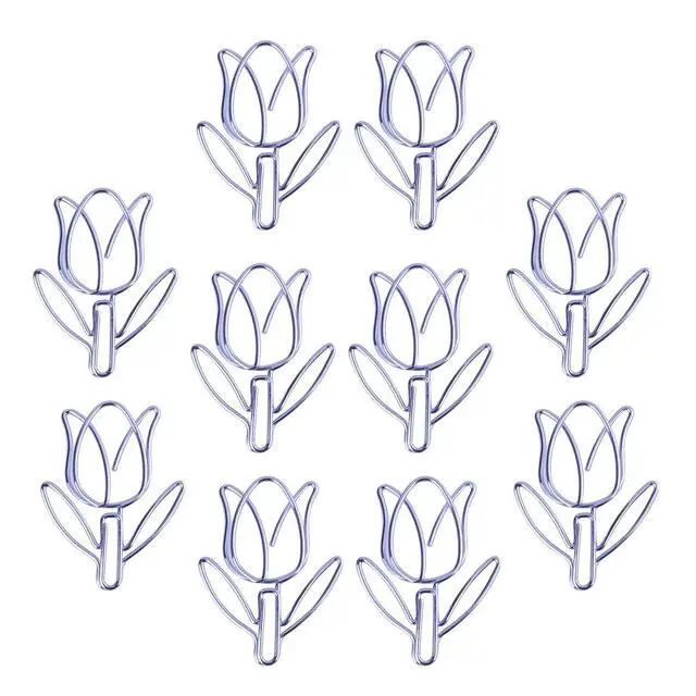 Alt view image 2 of 3 - 12Pcs Fashion Tulip Style l Paper Clips Purple Strong Reusable Creative Bookmark Clips for Documents Notes Photos