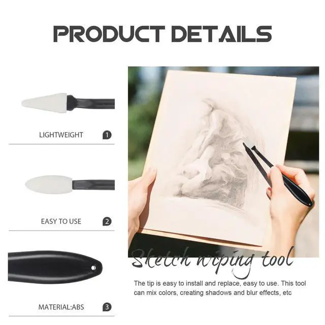 Alt view image 2 of 3 - 4Pcs Sponge Eraser Blending Stumps Set Sketch Drawing Tool Kit for Artists Painters Smudge Blend Shade Highlight Shadows Drawing