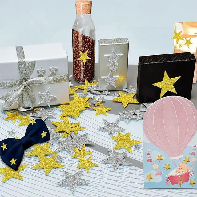 Alt view image 2 of 3 - 300Pcs Large Glitter Star Stickers Eva Foam Easy Peel Stick Remove No Residue for School Projects Crafts Festive Party