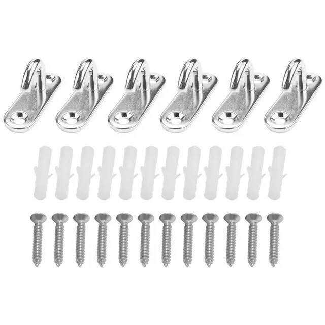 Alt view image 3 of 3 - 6 Pack Stainless Steel Ceiling Hooks M5 Oval Open Hooks Pad Eye Plate Anchor Screw Wall Mount Hook for Plant Basket