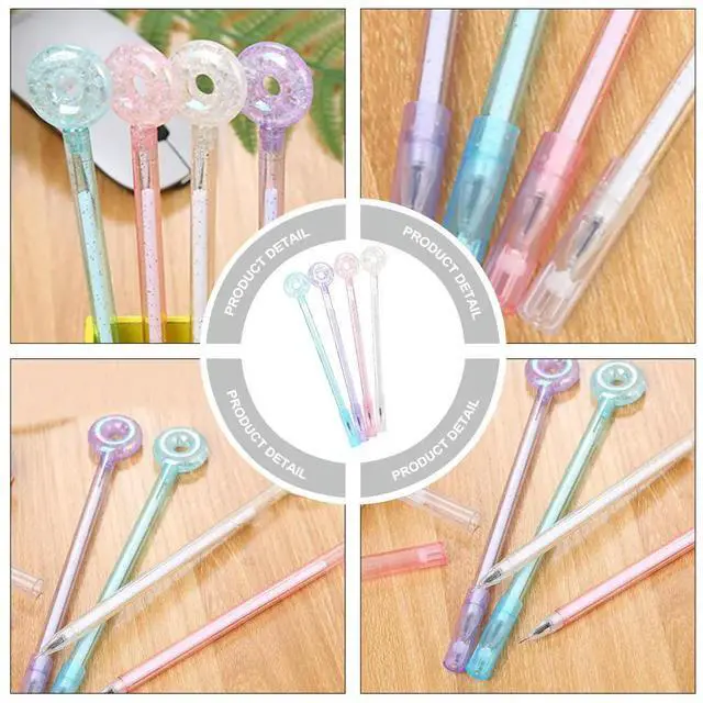 Alt view image 2 of 3 - 8Pcs Crystal Doughnut Gel Pens Smooth Writing Replaceable Refill Ideal for Coloring Books Doodling and Festival Souvenirs