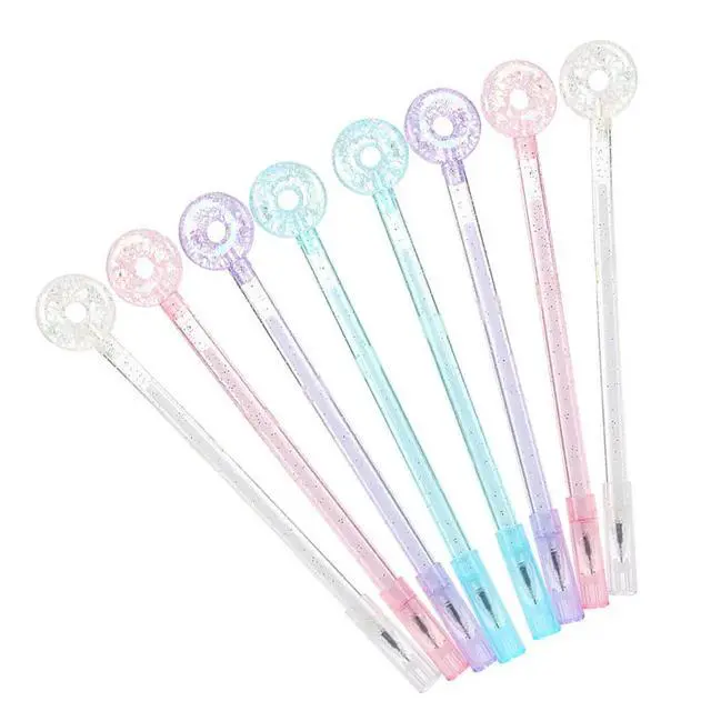 Alt view image 3 of 3 - 8Pcs Crystal Doughnut Gel Pens Smooth Writing Replaceable Refill Ideal for Coloring Books Doodling and Festival Souvenirs