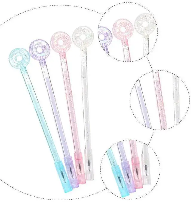 Main image of 8Pcs Crystal Doughnut Gel Pens Smooth Writing Replaceable Refill Ideal for Coloring Books Doodling and Festival Souvenirs