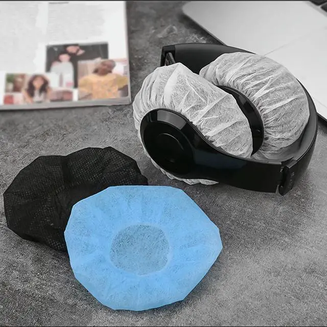 Alt view image 3 of 3 - 50Pairs Headphone Ear Cover Disposable Sanitary Nonwoven Earpad Protector Sweatproof Protector for Headset Travel Office Use