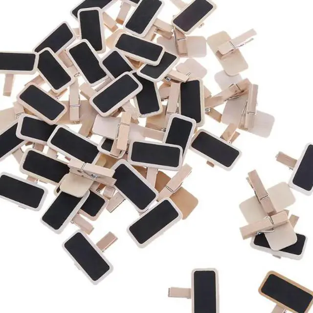 Alt view image 3 of 3 - 50Pcs Small Blackboard Wooden Clips Rectangular Mini Chalkboard Memo Board for eling Gifts Reminders Restaurants Christmas