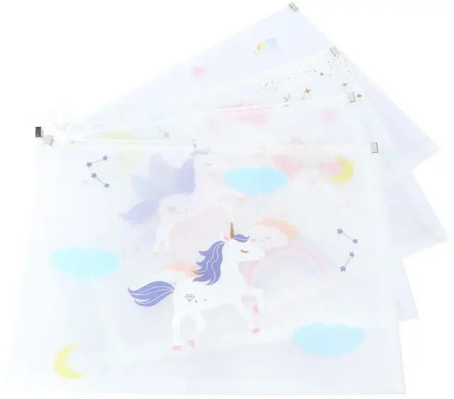 Alt view image 3 of 3 - 4Pcs High-A4 File Bag Cartoon Design Waterproof Zipper Document Pouch Stationery Bag for Students Kids