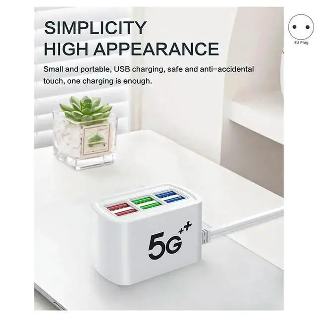 Alt view image 3 of 3 - 2X USB Power Strip Phone Adapter Multiport Head Socket Wall For HUB Splitter EU-P
