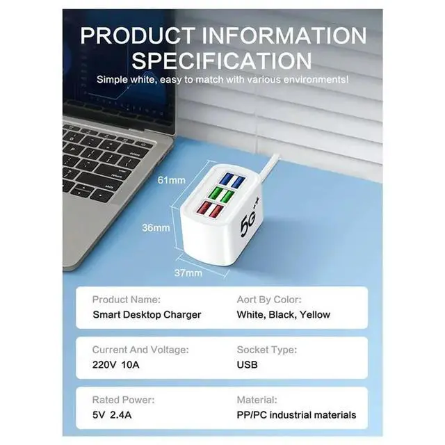 Alt view image 2 of 3 - 2X USB Power Strip Phone Adapter Multiport Head Socket Wall For HUB Splitter EU-P