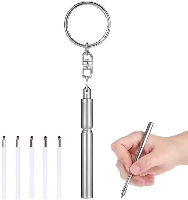 Main image of Pocket Pen Keychain Stainless Steel Telescoping Retractable Mini Ballpoint Writing Tool Smooth Accessory with Refills