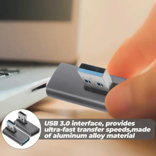Alt view image 2 of 3 - 2Pcs USB 90 Degree Adapter USB A 3.0 Male to Female Right Angle Connector Extender for Computer Laptop Phone Accessories