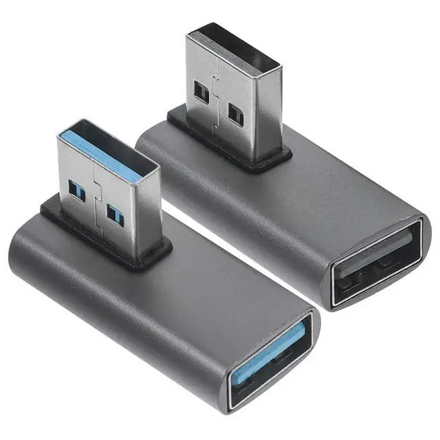 Alt view image 3 of 3 - 2Pcs USB 90 Degree Adapter USB A 3.0 Male to Female Right Angle Connector Extender for Computer Laptop Phone Accessories