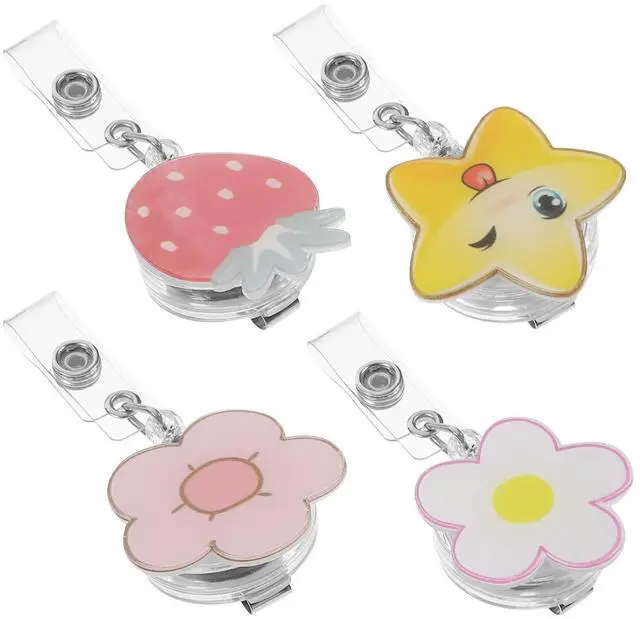 Alt view image 3 of 3 - 4Pcs Retractable Badge Holder Acrylic Id Card Holder with Reel Clip for Nurses Office Workers Convenient Swiping Scanning Chest
