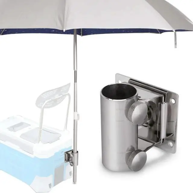 Alt view image 2 of 3 - Adjustable Stainless Steel Fishing Umbrella Base Stand - Bracket Holder for Fishing Box