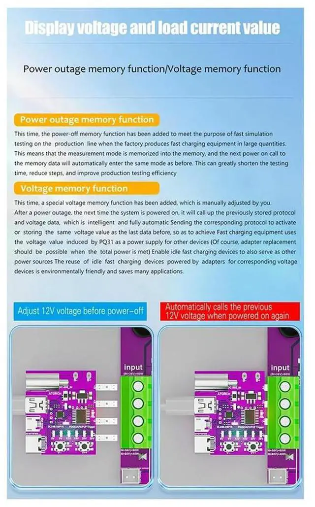 Alt view image 2 of 3 - Type-C PD3.1 Fast Charging 4-Wire Test Board Voltage Meter Deceiver 140W Charger Aging Tool for DL24 Load Tester