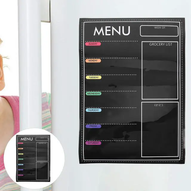 Main image of Magnetic Menu Meal Board for Fridge Dry Erase Weekly Dinner Planner with 9 Blank Sheets Kitchen Fridge Magnet Household Meal