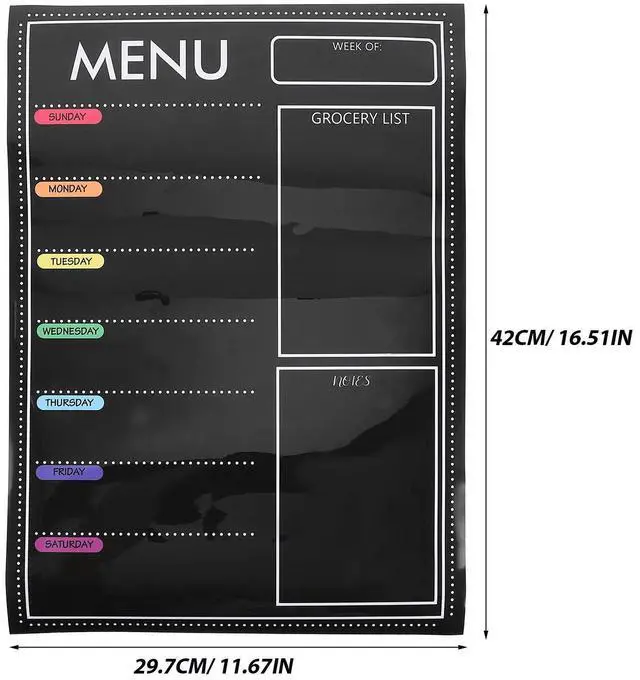 Alt view image 2 of 3 - Magnetic Menu Meal Board for Fridge Dry Erase Weekly Dinner Planner with 9 Blank Sheets Kitchen Fridge Magnet Household Meal