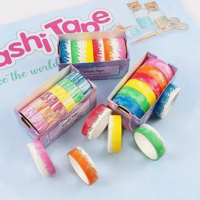 Main image of 6 Rolls DIY Washi Tape Set Colorful Japanese Paper Tape for Scrapbook Journal Planner Decoration Craft Projects No Sticky