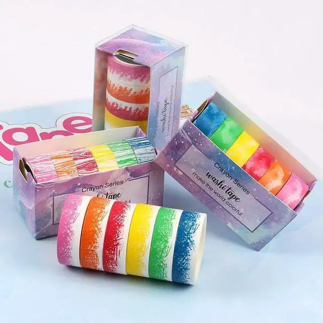 Alt view image 2 of 3 - 6 Rolls DIY Washi Tape Set Colorful Japanese Paper Tape for Scrapbook Journal Planner Decoration Craft Projects No Sticky