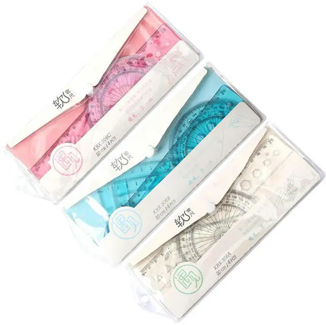 Alt view image 2 of 3 - Rulers Stationery Set Plastic Student Kids Clear Tough 20Cm Rulers Red Blue Transparent Colorful Mood Enhancing Thickened Design