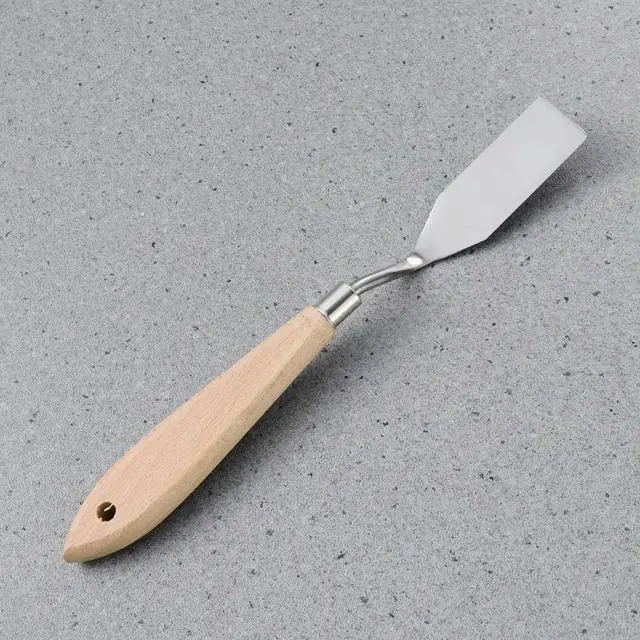Alt view image 2 of 3 - 2Pcs Oil Painting Scraper Non Corrosive Stainless Steel Blade Wooden Handle Color Mixing Tool for Acrylic Oil Watercolor Pigment