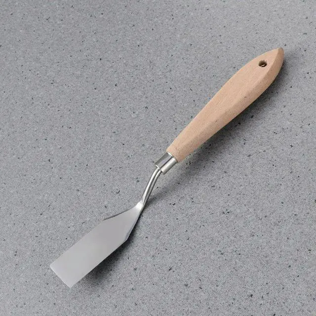 Alt view image 3 of 3 - 2Pcs Oil Painting Scraper Non Corrosive Stainless Steel Blade Wooden Handle Color Mixing Tool for Acrylic Oil Watercolor Pigment