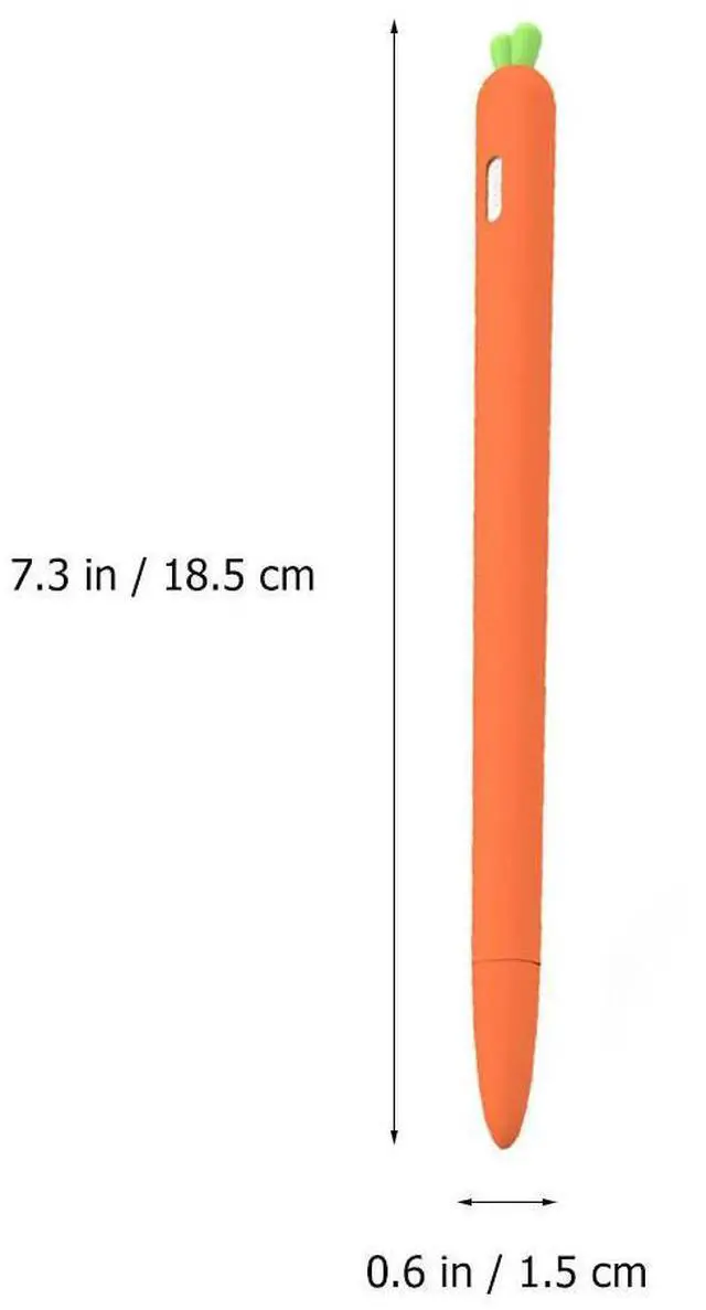 Alt view image 3 of 3 - Carrot Silicone Stylus Sleeve Protective Cover Orange Compatible Pencil 2 Ergonomic Anti-Slip Grip Reduce Wrist Fatigue