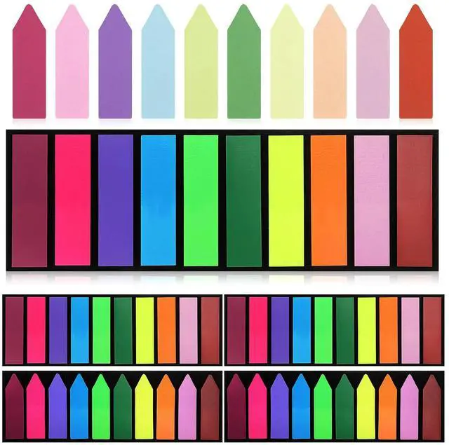 Main image of 6Pack Fluorescent Index el Tabs Bright Colorful Sticky Page Markers for Books Notes Magazines Diaries File Folders Writable