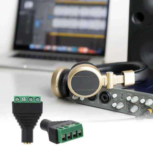 Alt view image 3 of 3 - 4Pcs 3.5mm Stereo Female Audio Terminal Block Panel Mount Solderless Adapter for Headphone Jack Wiring DIY Projects Stereo