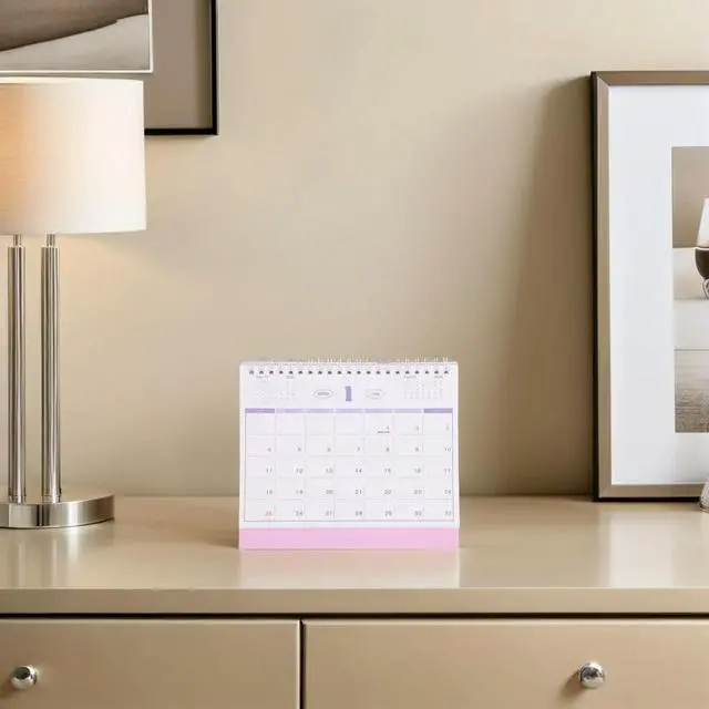 Alt view image 2 of 3 - Table Calendar 2026 Desk Calendars for Women Simple Monthly Pink Paper Mini Desktop Planner