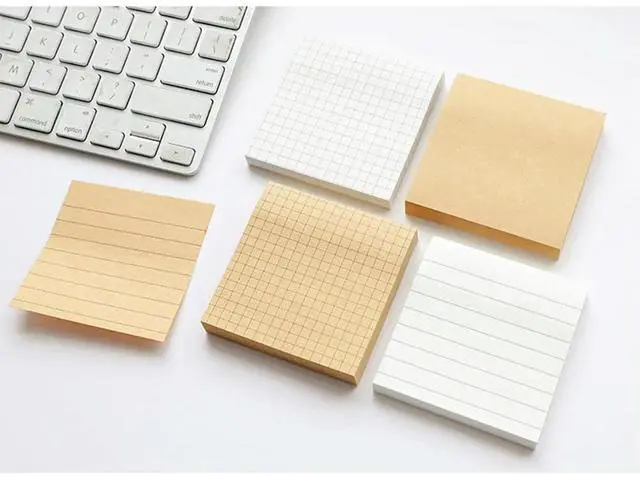 Alt view image 2 of 3 - 7Pcs Premium Cowhide Paper Horizontal Lined Strong Clean Removal Adhesive for Office Supplies Message Notes