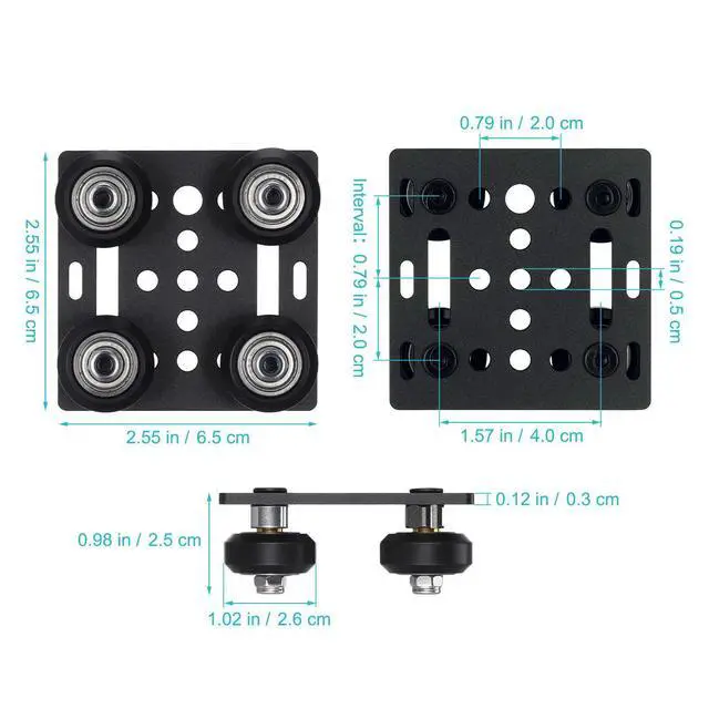Alt view image 3 of 3 - 1Set Special Slide Plate Pulley for 3D Printer Aluminum Profiles Wheels 2020V Slot Compatible High Durability Eccentric Hex