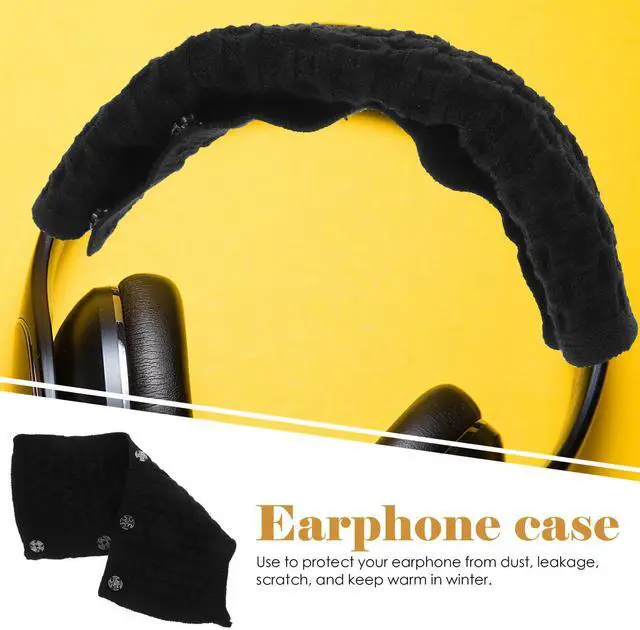 Alt view image 3 of 3 - 2Pcs Black Universal Woolen Headphone Protective Covers Headband Cushions Scratch Resistant Replacement Pads Dustproof Winter