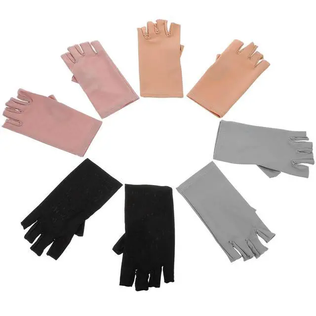 Alt view image 3 of 3 - 4Pairs Women Nail Spandex Uv Protection Manicure Gloves for Gel Nails Sunshade Outdoor Sports Hiking Fishing Camping