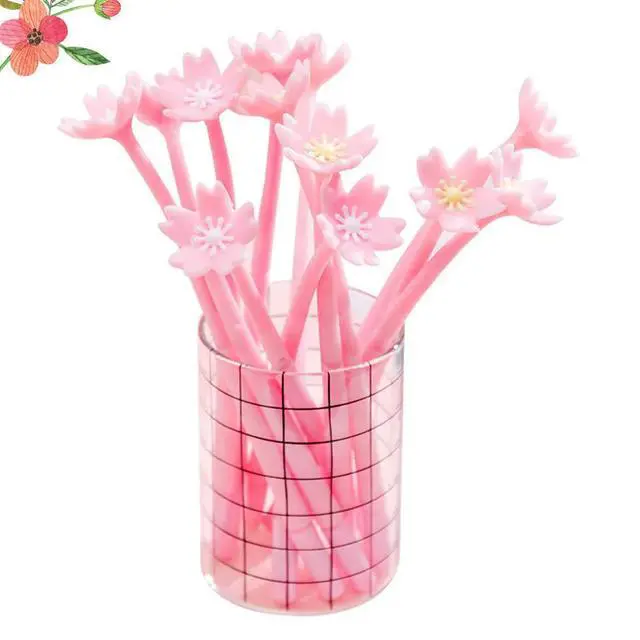 Alt view image 2 of 3 - 10Pcs Lovely Flower Theme Gel Pen Premium Smooth Ink Writing Pen for Students Teachers Office School Signing Supply