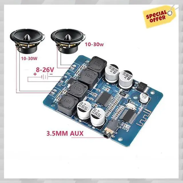 Alt view image 3 of 3 - XH-M314 DC12-28V High-Power TPA3118D2 Audio Amplifier Board 2Pcs Supports Bluetooth 45W+ 45W Output