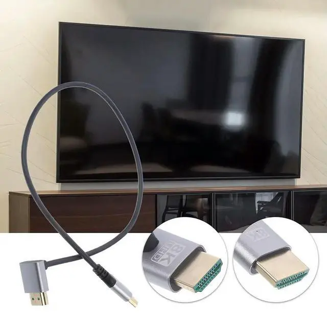 Alt view image 2 of 3 - 8K Hd Monitor Connector Downwards Angle Male to Male Video Cable TV Pc Laptop Display Wire High .1 Video Cord for Home