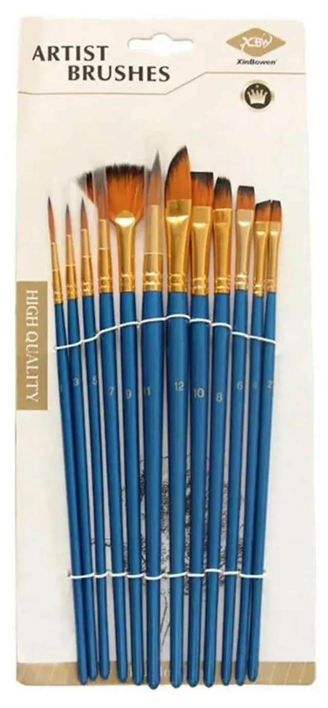 Main image of 14pcs Shimmer Blue Paintbrush Palette Set Nylon Painting Brushes For Artists Color Mixing Drawing Art Tools Painting