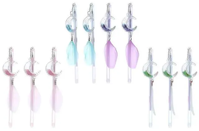 Main image of 10Pcs Stylish Moon Pendant Gel Pens Premium Plastic Smooth No-Leak Writing Ideal for Exams School Office Stationery Gel