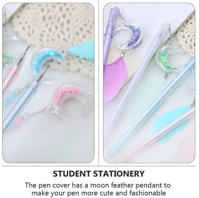 Alt view image 3 of 3 - 10Pcs Stylish Moon Pendant Gel Pens Premium Plastic Smooth No-Leak Writing Ideal for Exams School Office Stationery Gel