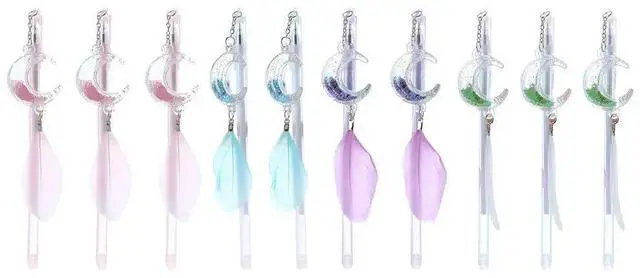 Alt view image 2 of 3 - 10Pcs Stylish Moon Pendant Gel Pens Premium Plastic Smooth No-Leak Writing Ideal for Exams School Office Stationery Gel