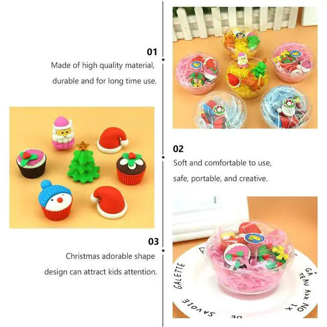 Alt view image 2 of 3 - 12Pcs Christmas Santa Eraser Soft Durable School Drawing Kids Gift Rubber Stationery Prize Supplies Collection