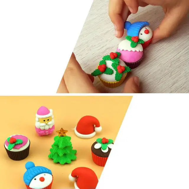 Alt view image 3 of 3 - 12Pcs Christmas Santa Eraser Soft Durable School Drawing Kids Gift Rubber Stationery Prize Supplies Collection