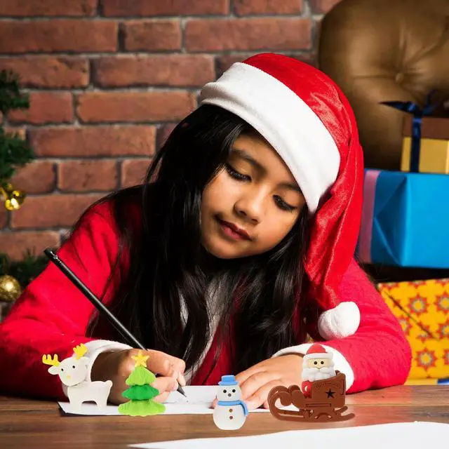Main image of 12Pcs Christmas Santa Eraser Soft Durable School Drawing Kids Gift Rubber Stationery Prize Supplies Collection