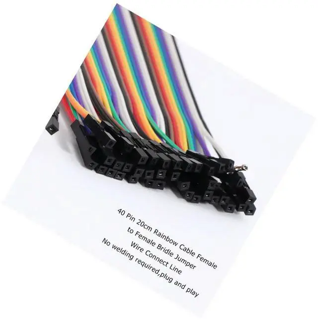 Alt view image 2 of 3 - 5Pcs 40 Pin Rainbow Cable Female to Female Bridle Jumper Wire for DIY Breadboard Electronic Project Pcb Connection