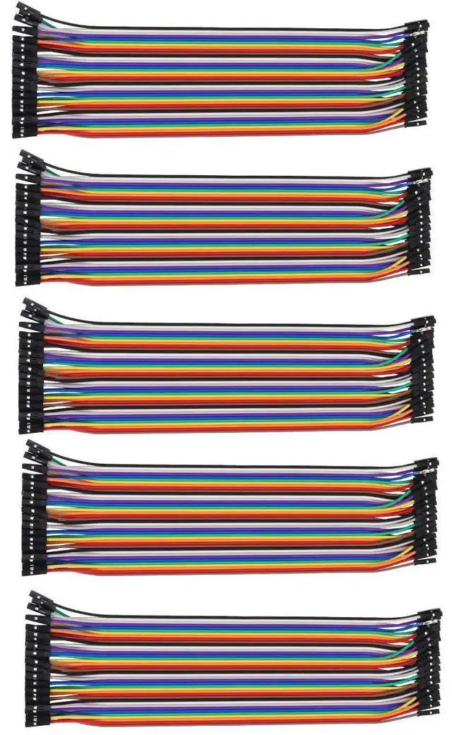 Main image of 5Pcs 40 Pin Rainbow Cable Female to Female Bridle Jumper Wire for DIY Breadboard Electronic Project Pcb Connection