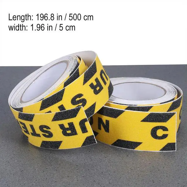 Alt view image 2 of 3 - 1Set Non-Slip Safety Tape PVC Quartzite Sand Self Adhesive Watch Your Step Caution Black Yellow for Stairs Walkways Construction
