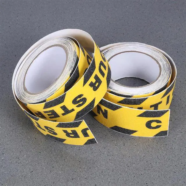 Alt view image 3 of 3 - 1Set Non-Slip Safety Tape PVC Quartzite Sand Self Adhesive Watch Your Step Caution Black Yellow for Stairs Walkways Construction