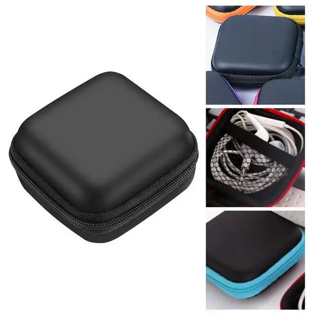 Alt view image 2 of 3 - 10Pcs Earphone Pouch Wear-Resistant PU Square Case Travel Carrying Bag Shockproof Data Cable Organizer